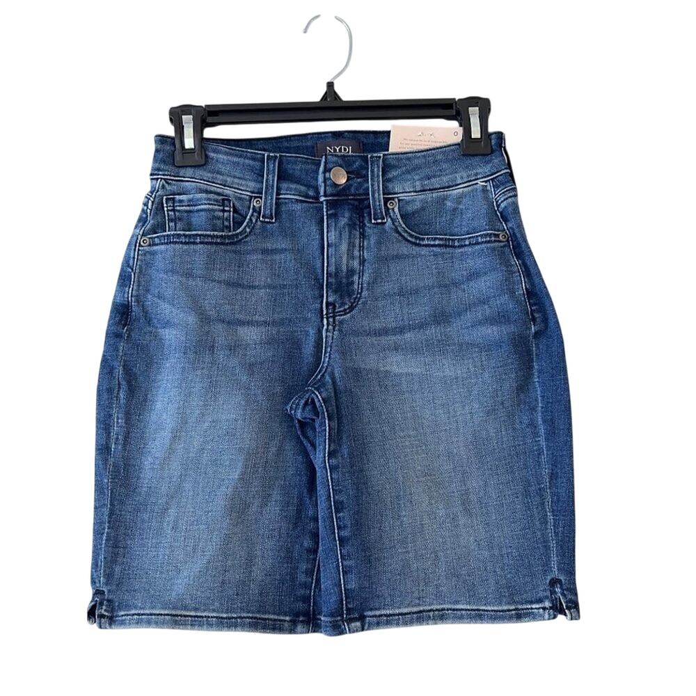 NYDJ Lift Tuck Denim Bermuda Shorts Ella Bluewell Wash Slim Fit Size 0 summer